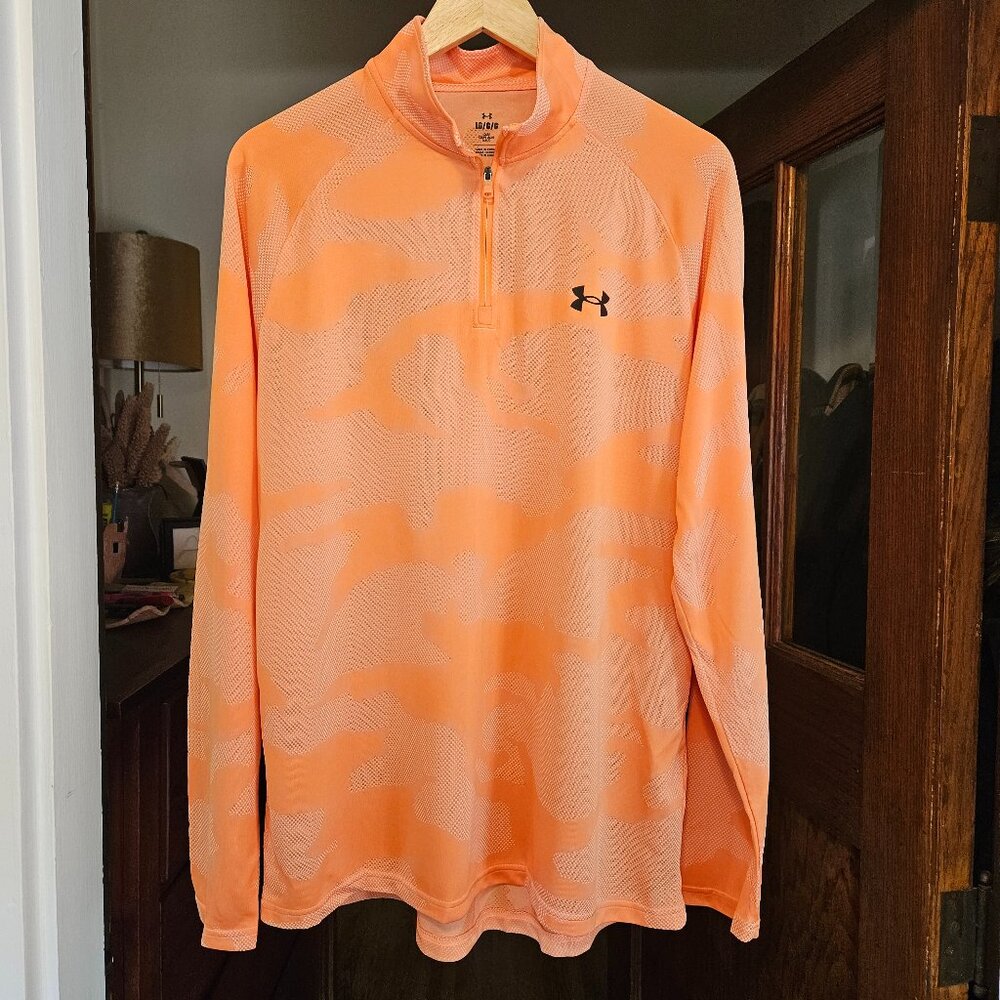 Under Armour Men's Orange Camo Pullover - Size Large